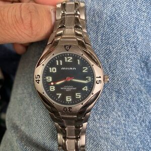 Vintage Milano Black and Silver Men's Watch